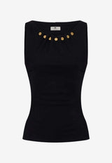 Elisabetta Franchi Jewel-Button Sleeveless Top Black CN05857E2_110