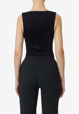 Elisabetta Franchi Jewel-Button Sleeveless Top Black CN05857E2_110
