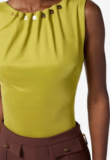 Elisabetta Franchi Jewel-Button Sleeveless Top Green CN05857E2_EA9
