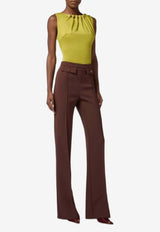 Elisabetta Franchi Jewel-Button Sleeveless Top Green CN05857E2_EA9