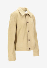 AMI PARIS Ami De Coeur Suede Leather Jacket Beige HJK243LH0059_399