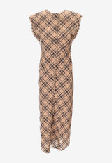 AMI PARIS Checked Midi Dress Brown FDR626WO0011_288