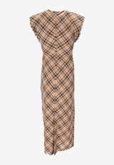 AMI PARIS Checked Midi Dress Brown FDR626WO0011_288