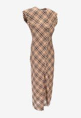 AMI PARIS Checked Midi Dress Brown FDR626WO0011_288
