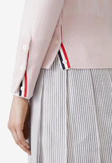 Thom Browne V-Neck Striped Cardigan Pink FKC001A00011_641
