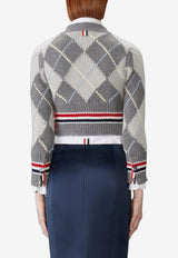 Thom Browne Argyle Intarsia Knit Cropped Cardigan Gray FKC679AY1029_982