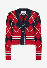 Thom Browne Argyle Intarsia Knit Cropped Cardigan Red FKC679BY1029_960