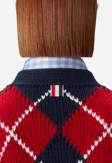Thom Browne Argyle Intarsia Knit Cropped Cardigan Red FKC679BY1029_960
