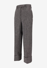 Thom Browne High-Waist Wide-Leg Wool Pants Gray FTC444A05385_980