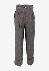 Thom Browne High-Waist Wide-Leg Wool Pants Gray FTC444A05385_980