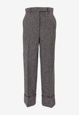 Thom Browne High-Waist Wide-Leg Wool Pants Gray FTC444A05385_980