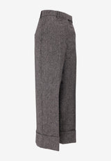 Thom Browne High-Waist Wide-Leg Wool Pants Gray FTC444A05385_980