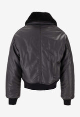AMI PARIS Zipped Leather Jacket Gray HJK857LH0044_020