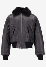 AMI PARIS Zipped Leather Jacket Gray HJK857LH0044_020