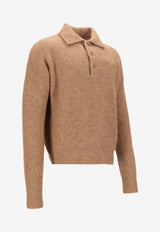 AMI PARIS Alpaca-Blend Polo Sweater Brown HPL405KN0021_280