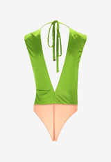 Elisabetta Franchi Draped V-neck Top Green BO02061E2_EV3