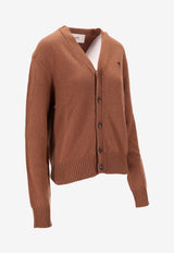 AMI PARIS Ami De Coeur Ribbed Cardigan Brown HKC363005_216