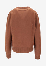 AMI PARIS Ami De Coeur Ribbed Cardigan Brown HKC363005_216