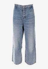 AMI PARIS Washed Straight-Leg Jeans Blue HTR821DE0046_480