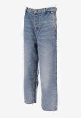 AMI PARIS Washed Straight-Leg Jeans Blue HTR821DE0046_480