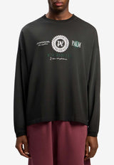 Palm Angels PA Dollar Long-Sleeved Loose T-shirt Gray PMAB05CF25JER001_1305