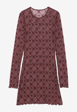 Marine Serre Moonogram Flocked Mini Dress Purple WDR267ACJER0005_PU70