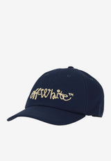 Off-White Logo Embroidered Baseball Cap Navy OWLA018F25FAB007_4C19