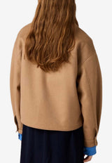 Miu Miu Logo Embroidered Buttoned Jacket Brown  ML1331SOOO175T_F0040