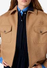 Miu Miu Logo Embroidered Buttoned Jacket Brown  ML1331SOOO175T_F0040
