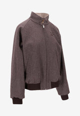 Miu Miu Reversible Houndstooth Zip-Up Jacket Gray ML1400SOOO1800_F04YH