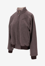 Miu Miu Reversible Houndstooth Zip-Up Jacket Gray ML1400SOOO1800_F04YH