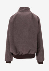 Miu Miu Reversible Houndstooth Zip-Up Jacket Gray ML1400SOOO1800_F04YH