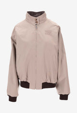 Miu Miu Reversible Houndstooth Zip-Up Jacket Gray ML1400SOOO1800_F04YH