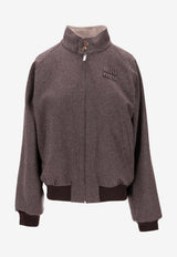 Miu Miu Reversible Houndstooth Zip-Up Jacket Gray ML1400SOOO1800_F04YH