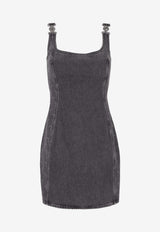 Marine Serre Moon Laser Denim Mini Dress Gray WDR403ACDEN0006_GR90