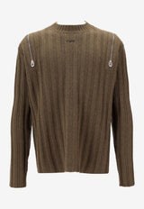 Off-White OFF Stamp Ribbed Sweater Brown OMHE20CF25KNI001_5810