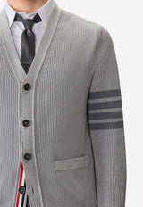 Thom Browne Garment Dyed 4-bar Stripes Cardigan Gray MKC635AY3065_055