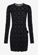 Marine Serre Moonogram Flocked Mini Dress Black WDR267ACJER0005_BK99