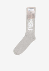 Palm Angels Flames Knit Socks Gray PMRA001F25FAB002_0825