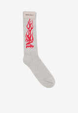Palm Angels Flames Knit Socks Gray PMRA001F25FAB002_0825