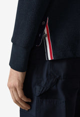Thom Browne Textured Piqué Long-Sleeve Polo T-shirt Navy MJP234AJ0248_415