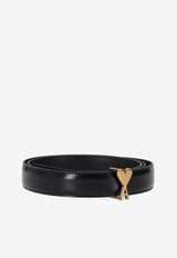 AMI PARIS Ami De Coeur Buckle Leather Belt Black UBL209AL0139_0015