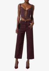 Elisabetta Franchi Logo Patch Straight-Leg Jeans Purple PJ04D56E2_EA4