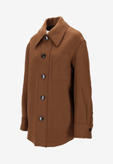 AMI PARIS Buttoned Woven Jacket Brown UJK824WV0078_216