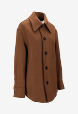 AMI PARIS Buttoned Woven Jacket Brown UJK824WV0078_216