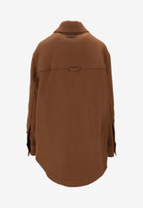 AMI PARIS Buttoned Woven Jacket Brown UJK824WV0078_216