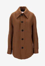 AMI PARIS Buttoned Woven Jacket Brown UJK824WV0078_216
