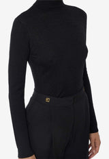 Elisabetta Franchi High-Neck Ribbed Top Black MK23S56E2_110