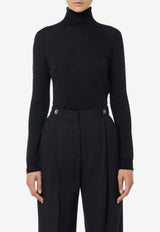 Elisabetta Franchi High-Neck Ribbed Top Black MK23S56E2_110