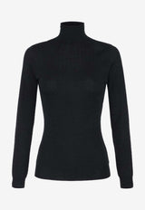 Elisabetta Franchi High-Neck Ribbed Top Black MK23S56E2_110